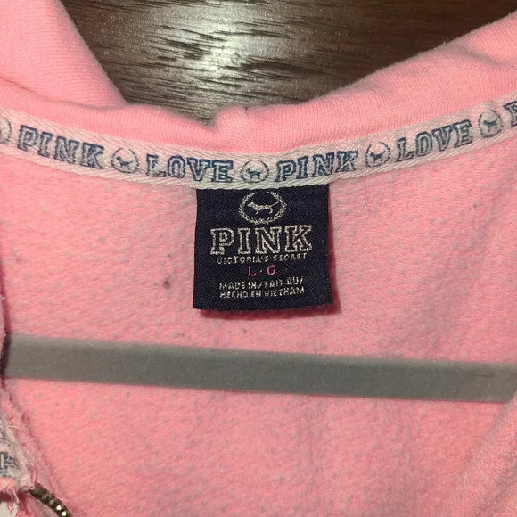 PINK Victoria's Secret Zip-Up Hoodie Pink Size L - Picture 4 of 6